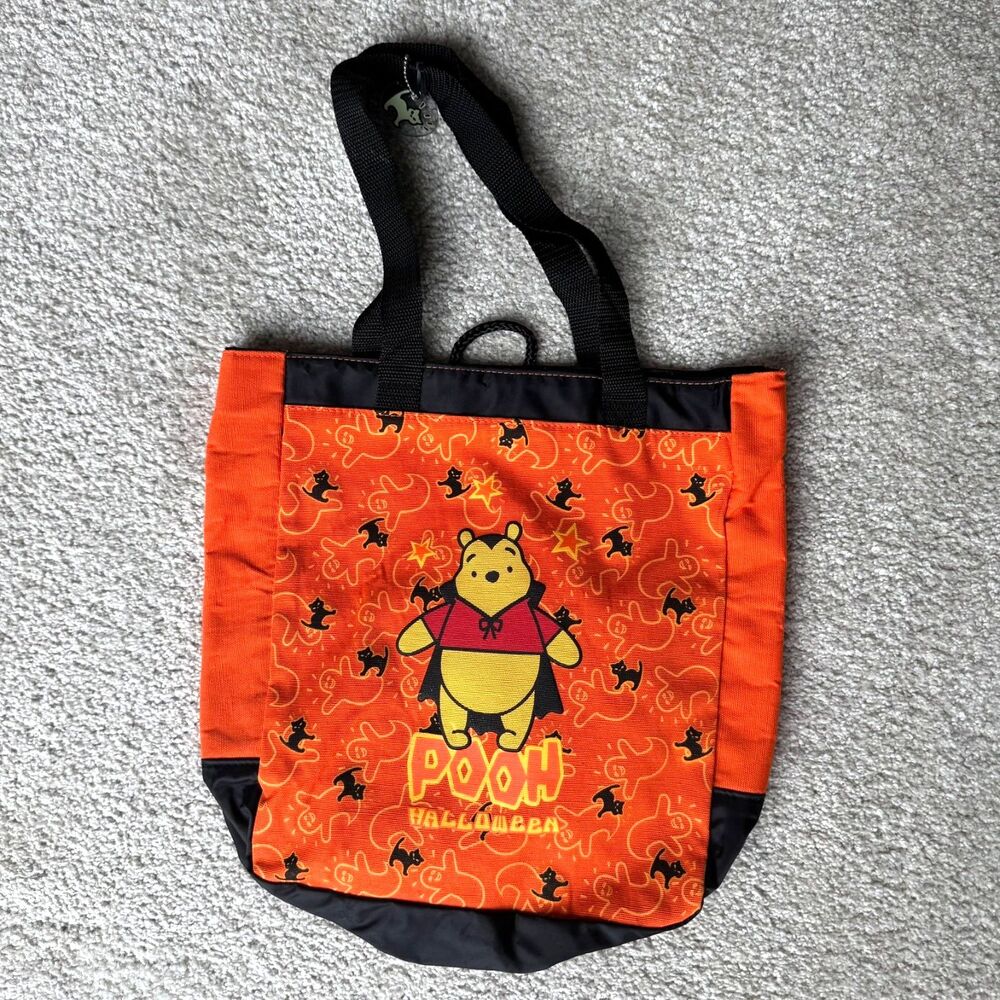 Vintage Winnie the Pooh Halloween Canvas Bag Tote Disney Pooh Bear Trick or Trea